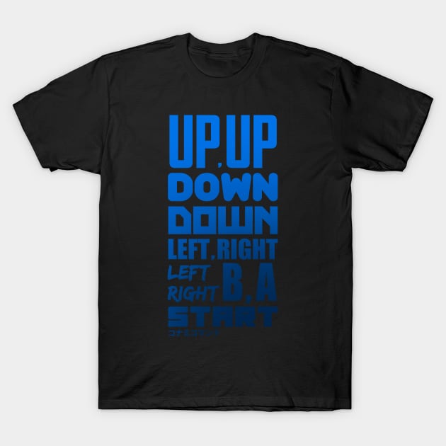 Konami Code Blue T-Shirt by FireballMotion